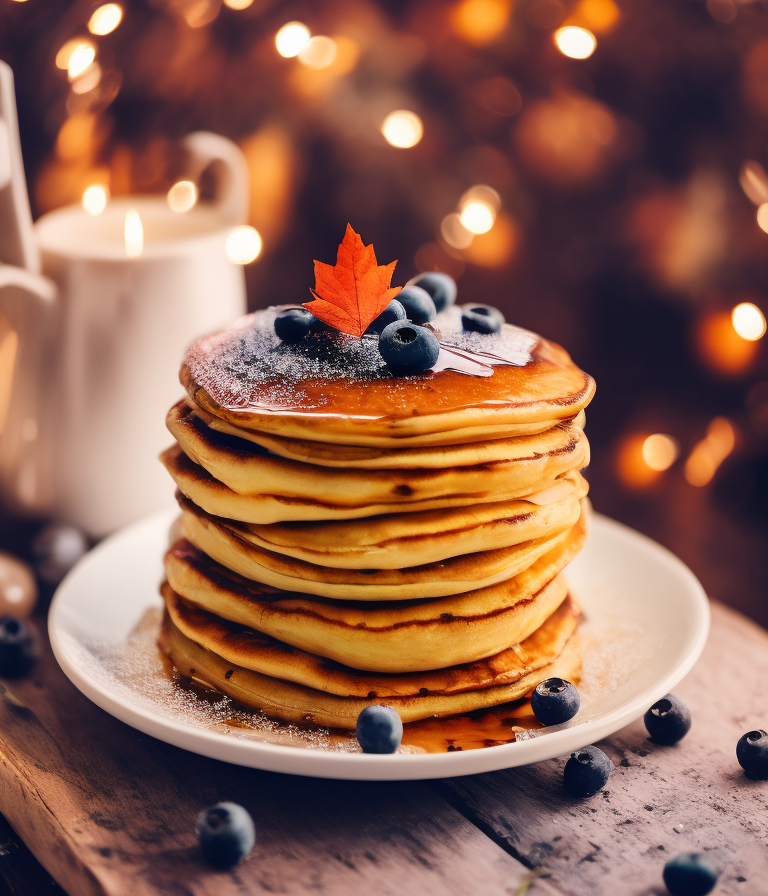 00857-4020971795-a towering landscape of pancakes dripping with maple syrup and blueberries on a table, autumn wind, contest winner 2021, 🎀 🍓 🧚,.png